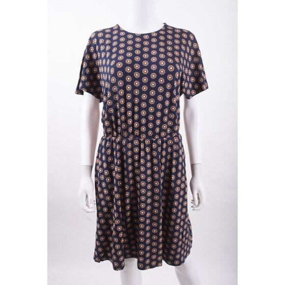 Boden Womens Flutter Sleeve Jersey Dress UK 14 US 10 Navy Blue Daisy Floral NWT - Picture 1 of 6